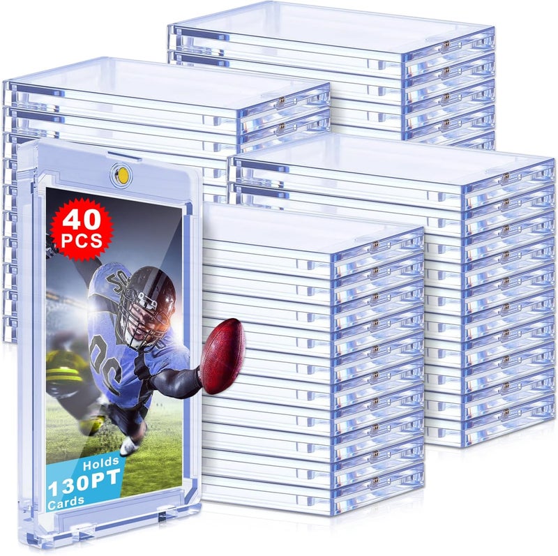 YZtree 130 pt One Touch Card Holder: 40ct Magnetic Card Cases U-V Protection Hard Cards Sleeves Case for Sports Game Cards, Football, Baseball, Trading - Image 1